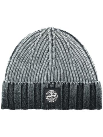 Stone Island - Ribbed Beanie - Men - Wool - One Size, Grey, Wool