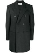 Saint Laurent Double Breasted Twill Coat - Black