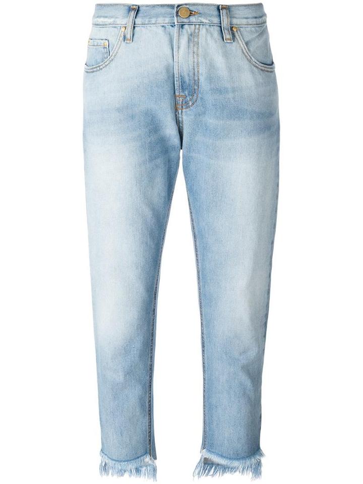Don't Cry Destroyed Effect Cropped Jeans, Women's, Size: 29, Blue, Cotton