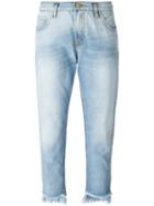 Don't Cry Destroyed Effect Cropped Jeans, Women's, Size: 29, Blue, Cotton