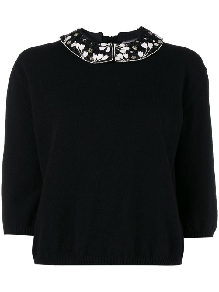 Valentino Embellished Collar Jumper - Black