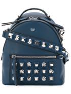 Fendi Stud Embellished Shoulder Bag, Women's, Blue, Leather/metal
