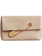 Burberry The Medium Pin Clutch In Leather - Nude & Neutrals