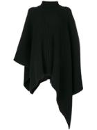 Jil Sander Asymmetric Ribbed Roll Neck Poncho - Black