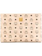 Mcm Logo Zipped Clutch - Nude & Neutrals