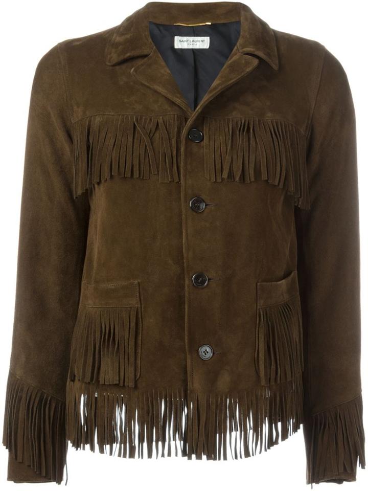 Saint Laurent 'curtis' Jacket, Women's, Size: 42, Brown, Goat Skin/silk
