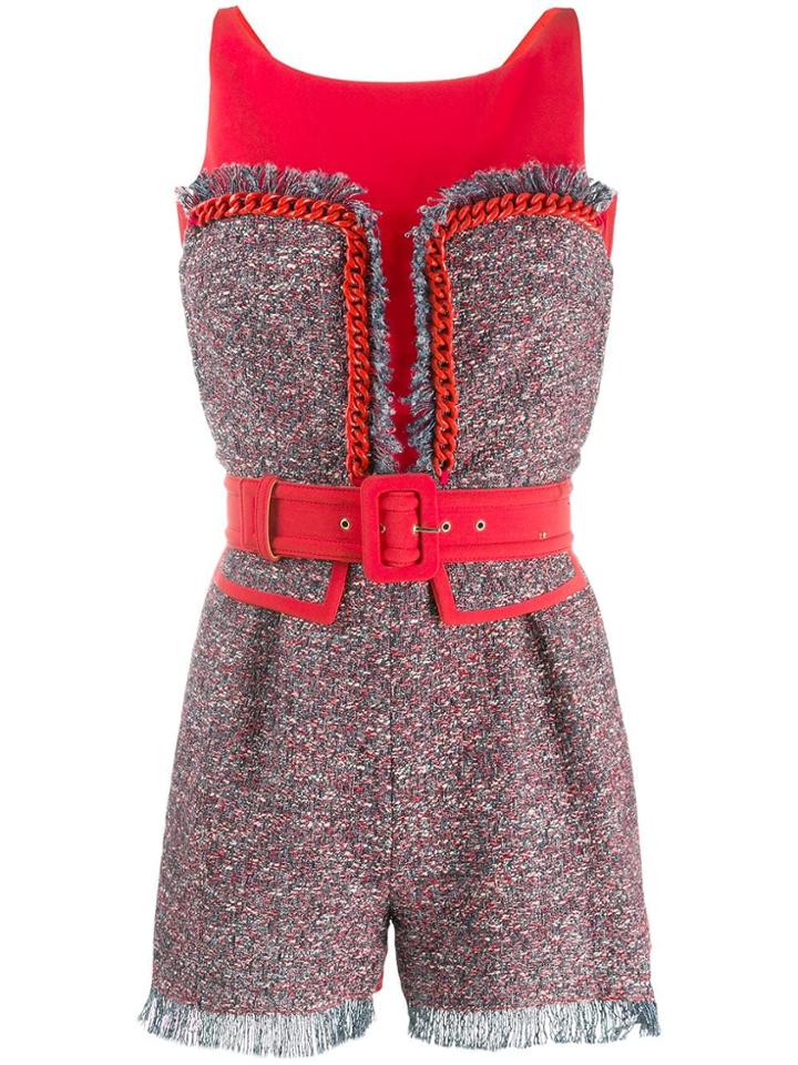 Elisabetta Franchi Chain Trimmed Playsuit - Red