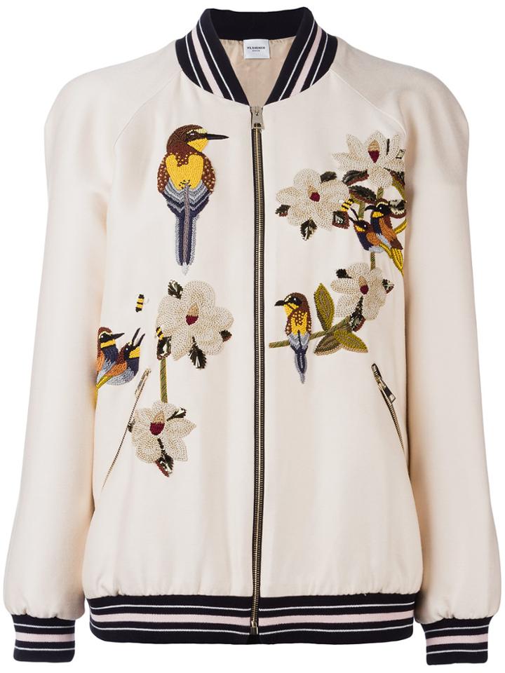 Vilshenko Embroidered Bomber Jacket - Nude & Neutrals