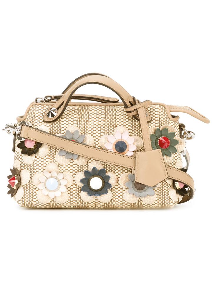 Fendi - By The Way Embroidered Tote - Women - Calf Leather/straw - One Size, Women's, Nude/neutrals, Calf Leather/straw