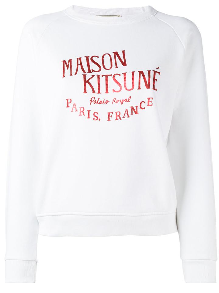 Maison Kitsuné - Brand Print Sweatshirt - Women - Cotton - M, Women's, White, Cotton