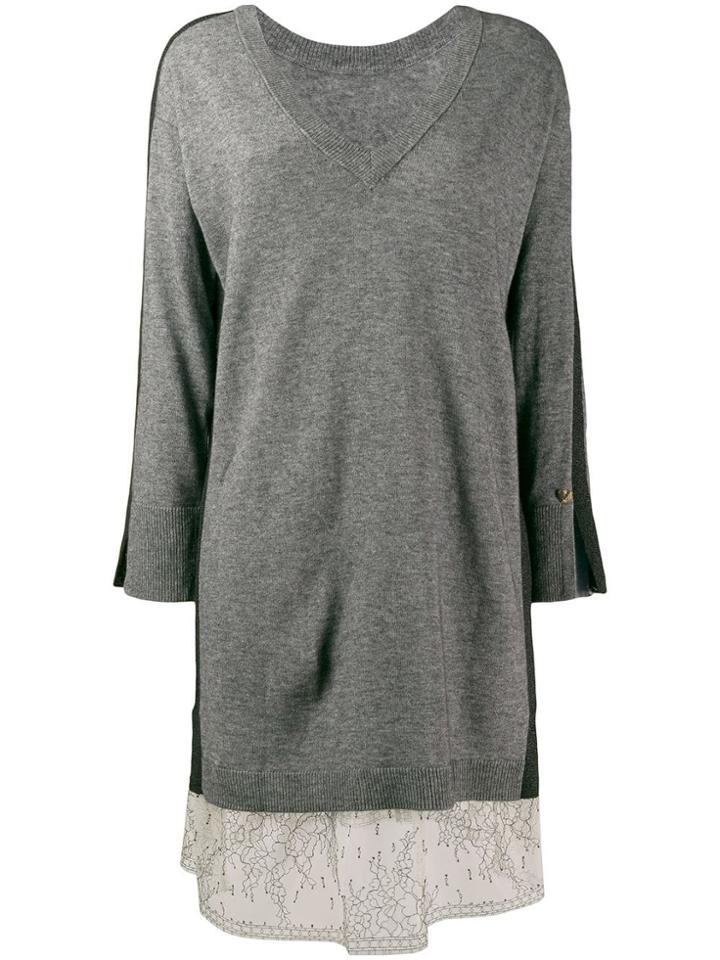 Twin-set Lurex Band Slip Dress - Grey