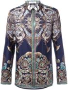 Versace Collection Printed Shirt, Men's, Size: 39, Blue, Silk