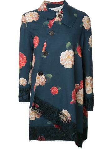 Awake Floral Print Asymmetric Coat
