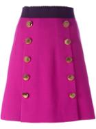 Dolce & Gabbana Buttoned Mini Skirt, Women's, Size: 36, Pink/purple, Silk/spandex/elastane/wool