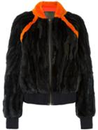 Mr & Mrs Italy Zipped Short Coat, Women's, Size: Small, Yellow/orange, Mink Fur/polyester/polyamide/virgin Wool