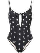 Peony Fleur Gathered One-piece - Black