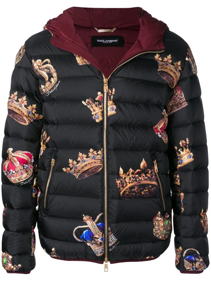 Dolce & Gabbana Crown Print Coat - Black