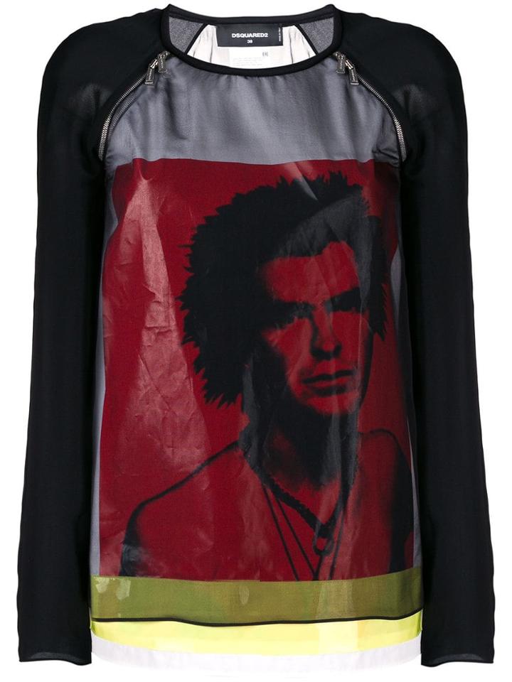 Dsquared2 Printed Layered Panel Top - Black