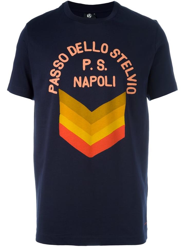 Ps By Paul Smith Front Print T-shirt, Men's, Size: Small, Blue, Cotton