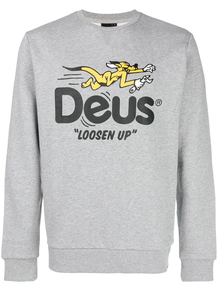 Deus Ex Machina Logo Print Jersey Sweater - Grey