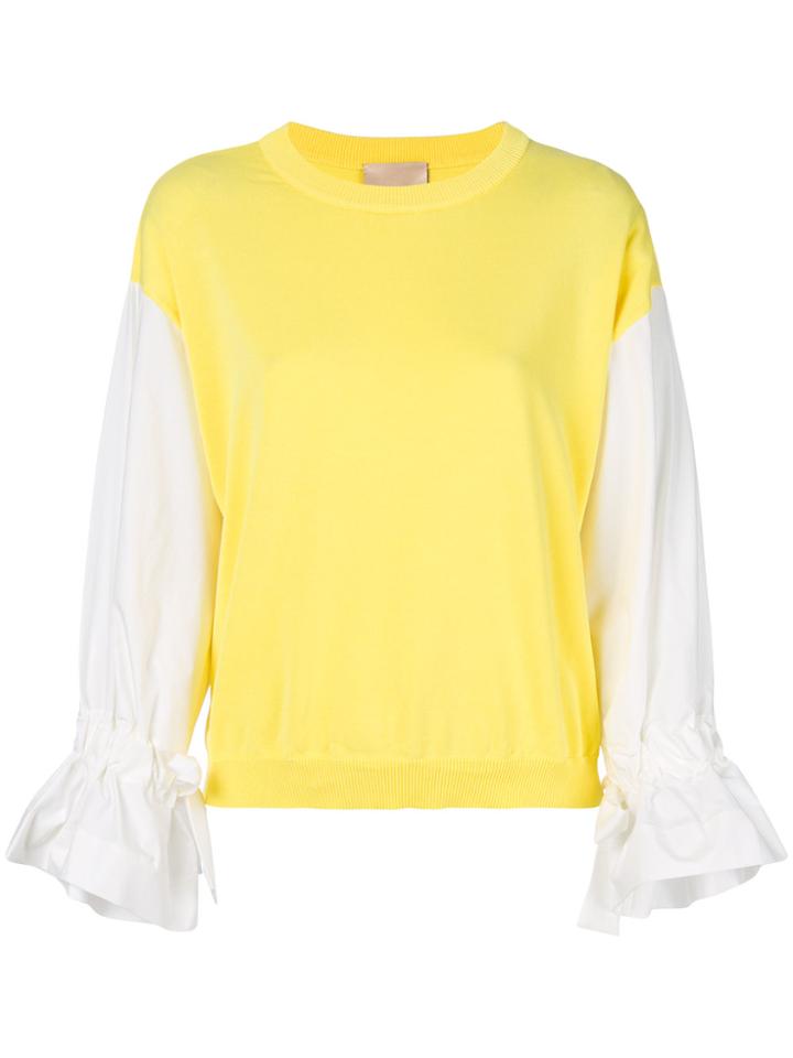 Erika Cavallini Contrast Sleeve Jumper - Yellow & Orange