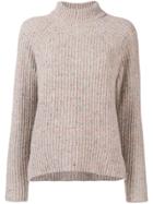 Agnona Speckled Mock Neck Sweater - Nude & Neutrals