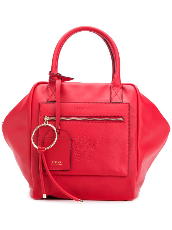 Versace Medusa Head Embossed Tote - Red