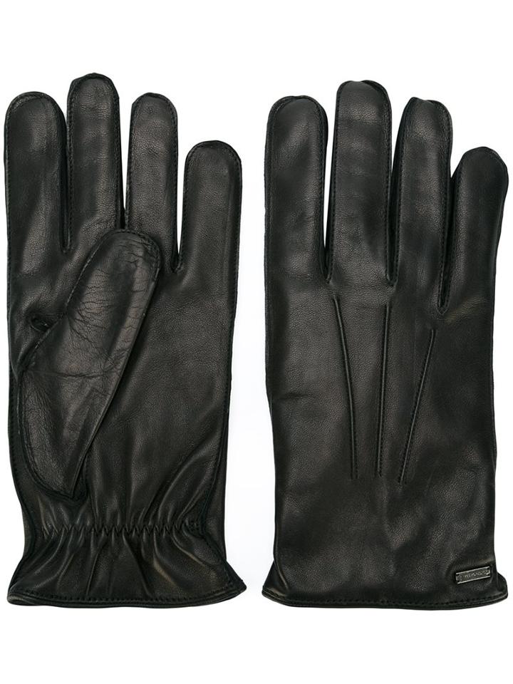 Dolce & Gabbana Trim Detail Gloves, Men's, Size: 9.5, Black, Lamb Skin/cashmere