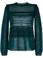 M Missoni - Knitted Frill Trim Blouse - Women - Cotton/polyamide/polyester/viscose - 44, Blue, Cotton/polyamide/polyester/viscose
