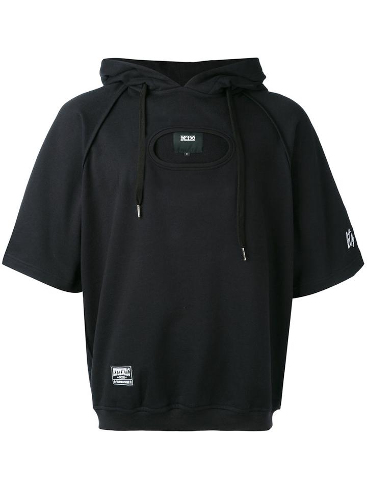 Ktz - Cut-detail Hooded Sweatshirt - Men - Cotton - M, Black, Cotton