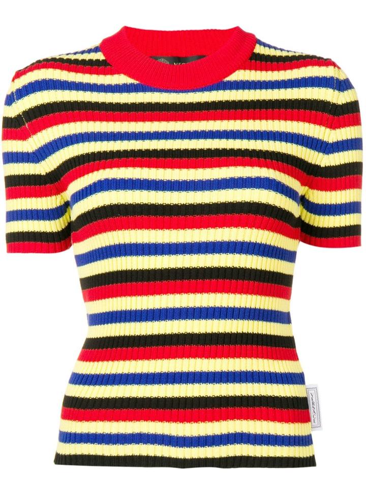 Versace Striped Rib Knit Top - Red