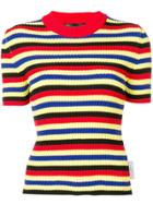 Versace Striped Rib Knit Top - Red