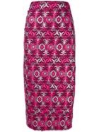 Comme Des Garçons Vintage 1999 Brocade Wrap Skirt - Pink & Purple