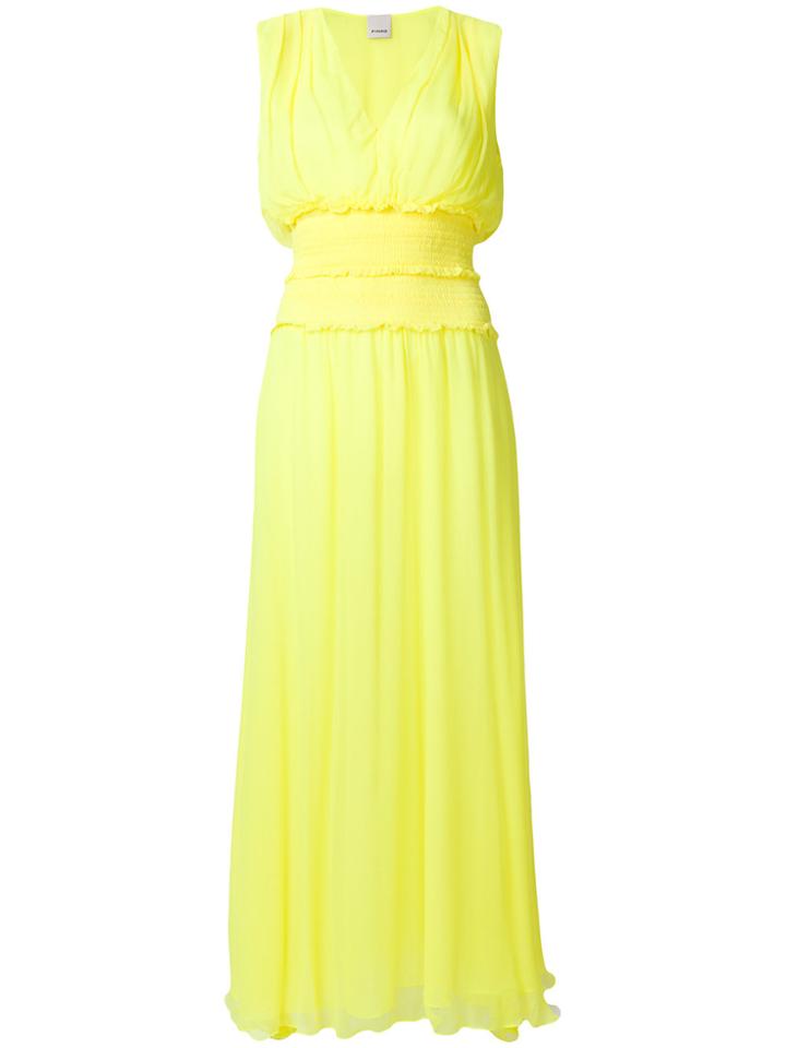 Pinko V-neck Empire Line Dress - Yellow & Orange