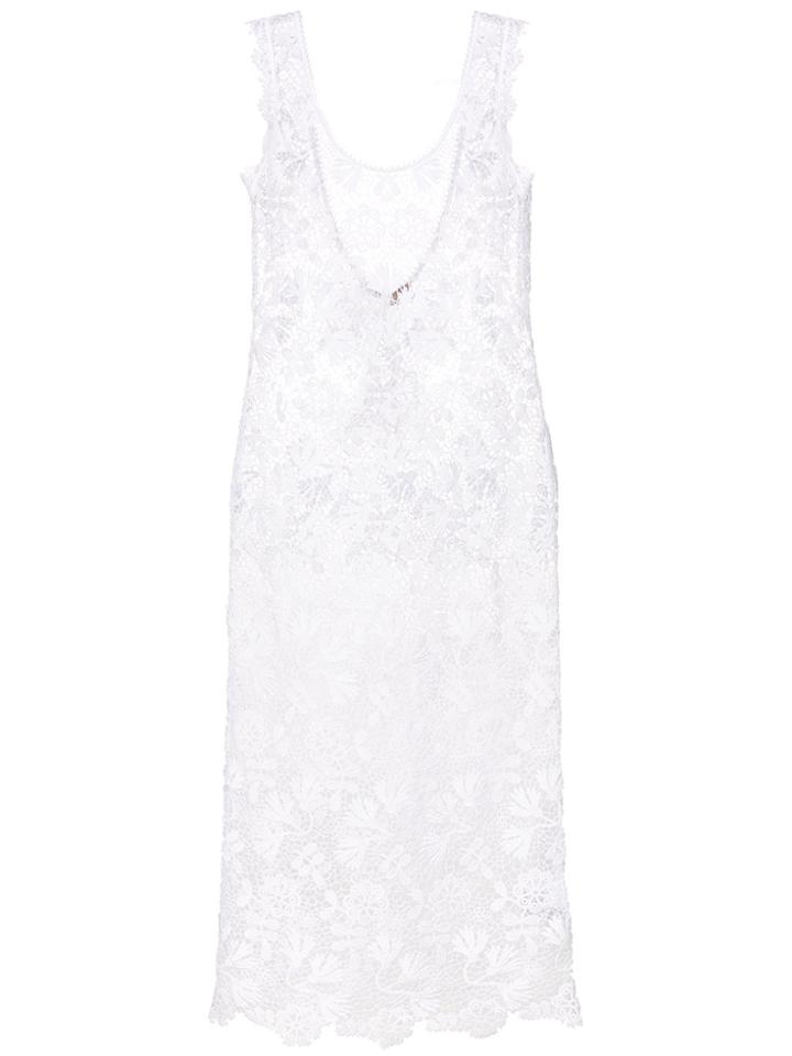 Ermanno Scervino Fitted Lace Beach Dress - White