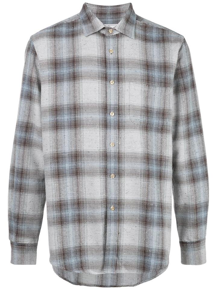 Portuguese Flannel Plaid Print Shirt - Blue