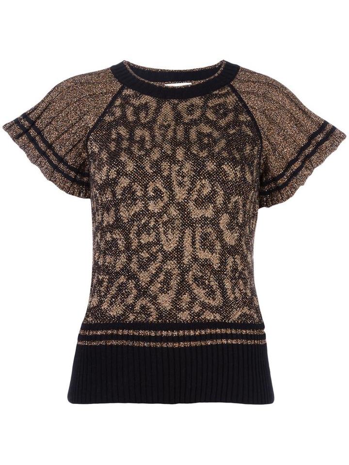 Red Valentino - Short Sleeve Jumper - Women - Polyamide/polyester/viscose/wool - S, Brown, Polyamide/polyester/viscose/wool