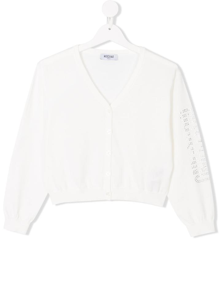 Moschino Kids Jewel Embellished Cardigan - White