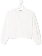 Moschino Kids Jewel Embellished Cardigan - White