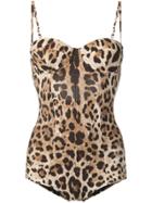 Dolce & Gabbana Leopard Print Swimming Suit - Neutrals