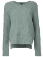 Rag & Bone Ribbed Knit Elbow Patch Sweater - Blue