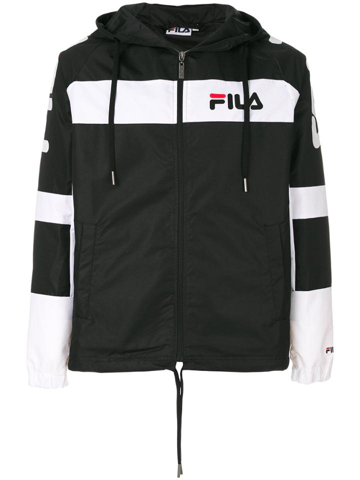 Fila Panelled Print Hooded Jacket - Black