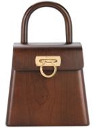 Salvatore Ferragamo Vintage Wooden Gancini Handbag - Brown