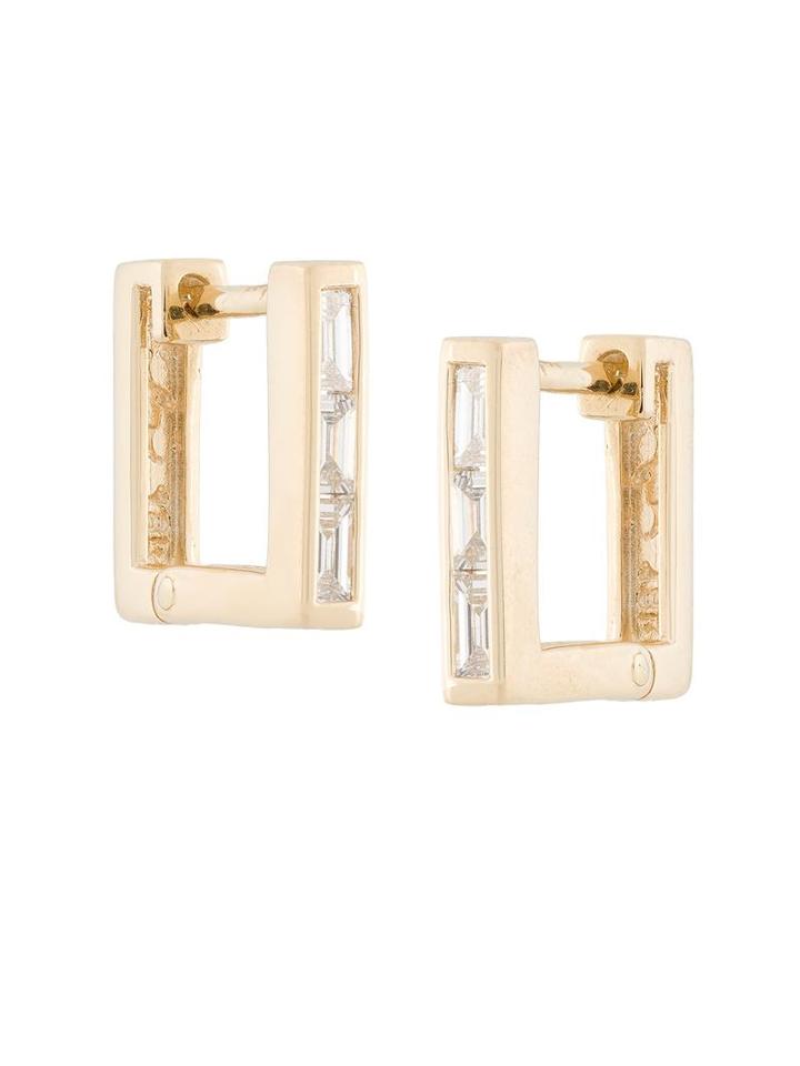 Lizzie Mandler Fine Jewelry Petit Square Diamond 'huggies' Earrings, Women's, Metallic