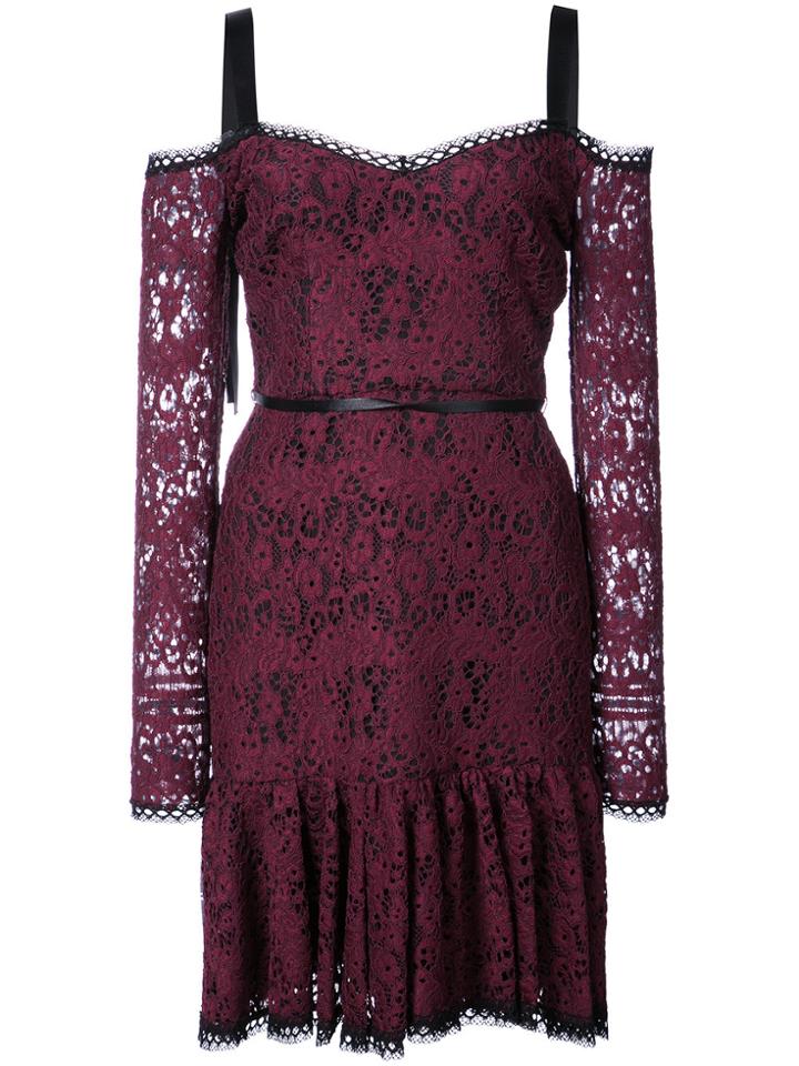 Alexis Lace Mini Dress With Tie Straps - Pink & Purple