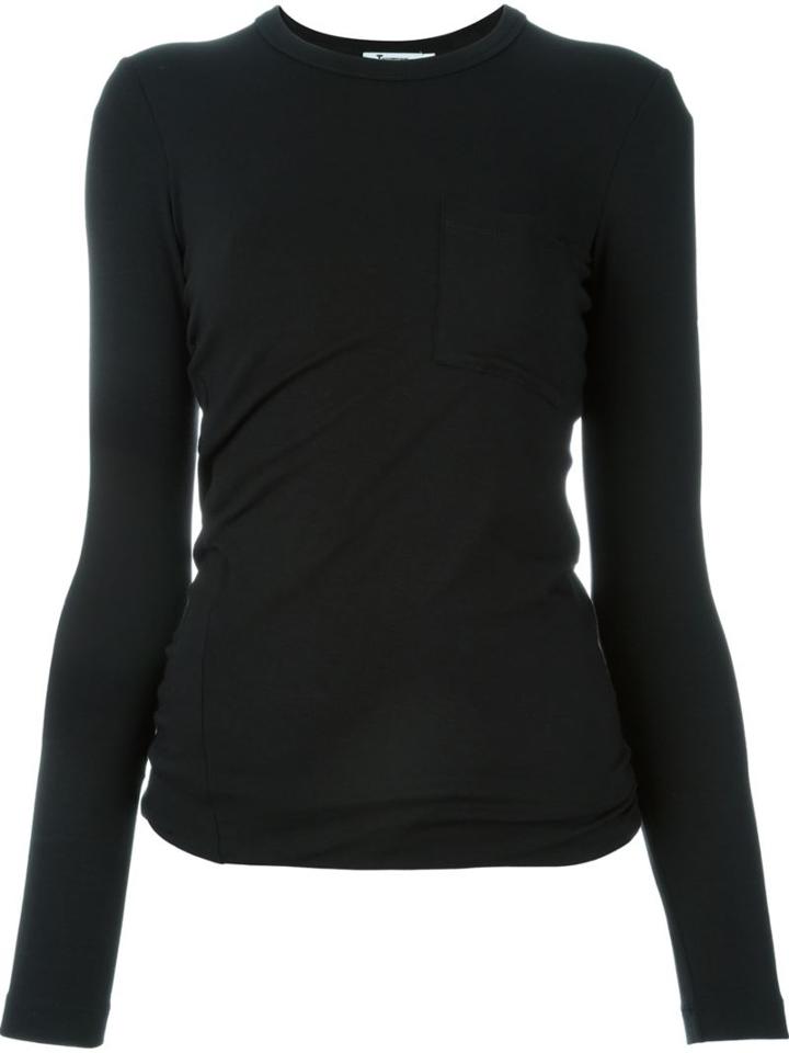 T By Alexander Wang Longsleeved T-shirt, Women's, Size: S, Black, Rayon/spandex/elastane