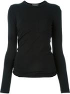 T By Alexander Wang Longsleeved T-shirt, Women's, Size: S, Black, Rayon/spandex/elastane