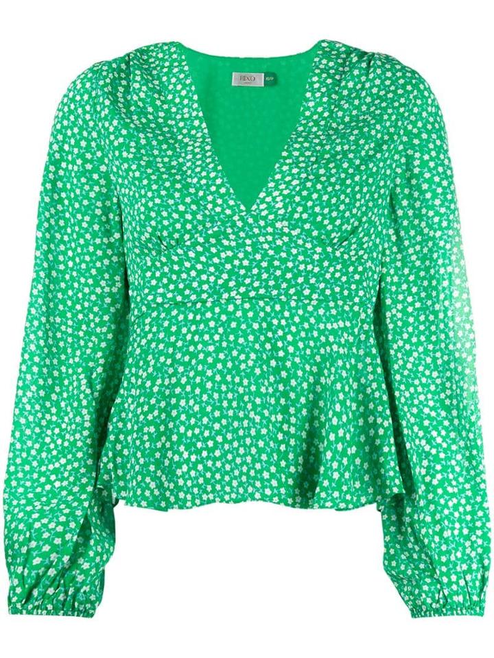 Rixo Floral Print V-neck Blouse - Green