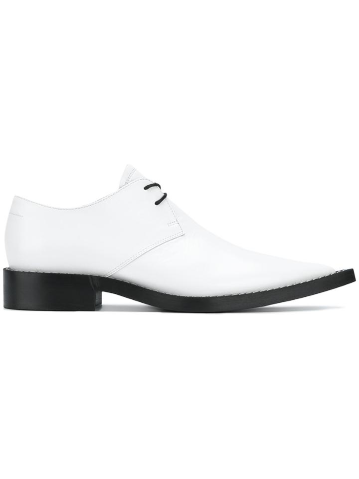 Mm6 Maison Margiela Pointed Toe Lace-up Shoes - White
