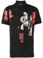 Neil Barrett Floral Polo T-shirt - 2268 Black/red/seppia